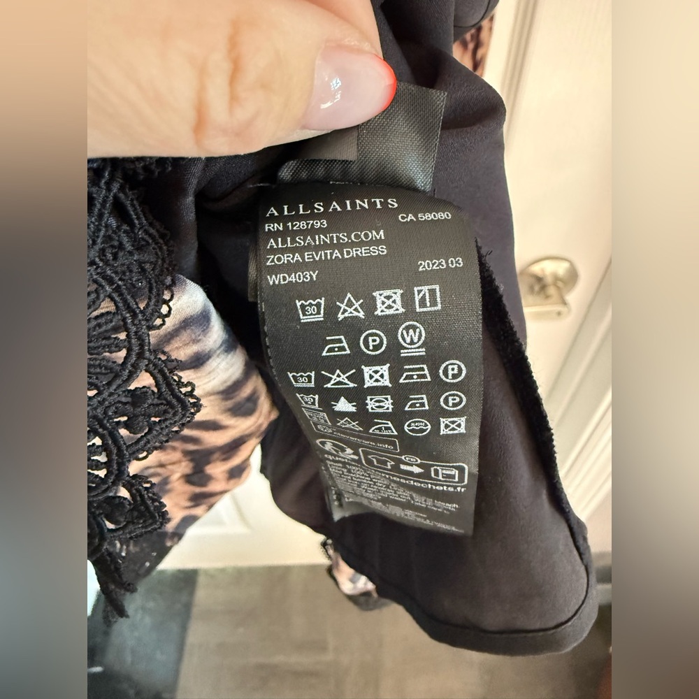 ALL SAINTS Zora Evita Dress New With Tags Brown Animal Print Size 8 - Picture 10 of 16